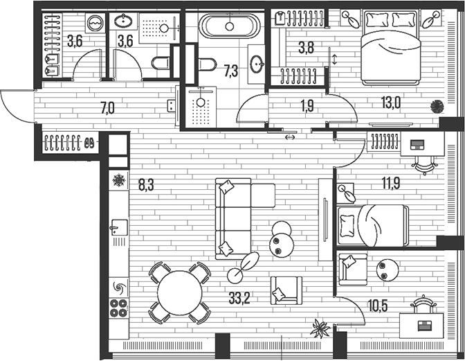 4+ комнаты, 104.1 м², 20/39 этаж, ЖК «HIGH LIFE»