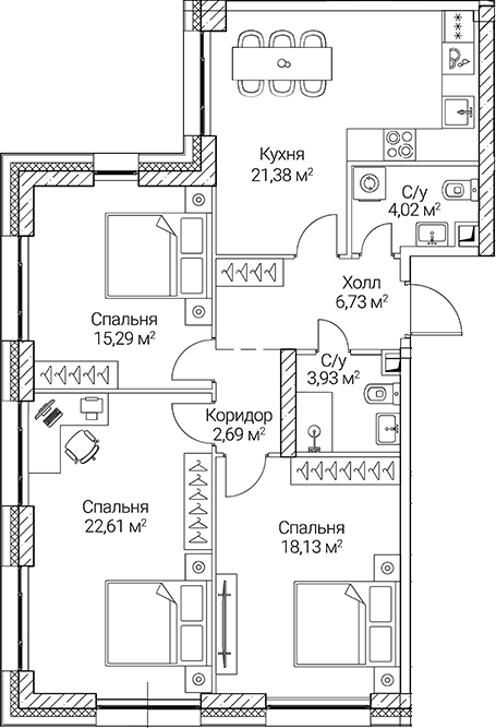 4+ комнаты, 94.78 м², 40/51 этаж, ЖК «СЕЗАР СИТИ»