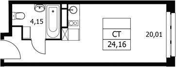 Студия, 24.16 м², 3/21 этаж, ЖК «Волковская 67»