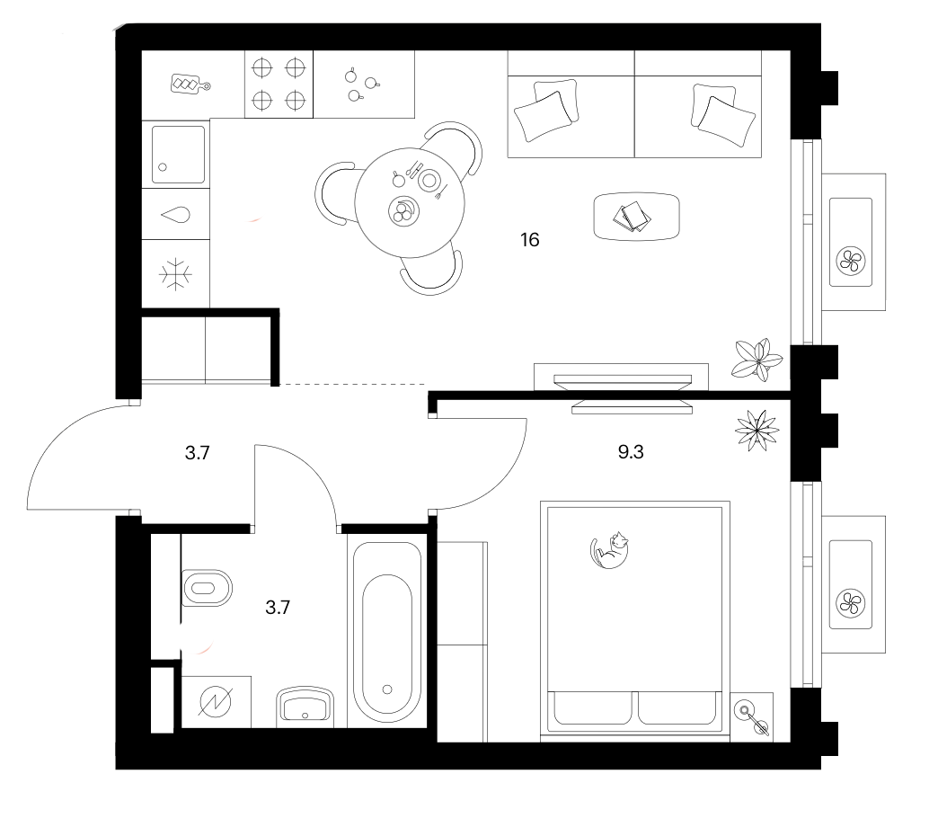 1-комн., 32.7 м², 9/17 этаж, ЖК «Белая Дача парк»