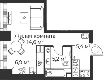 Студия, 32 м², 18/71 этаж, ЖК «Веер»