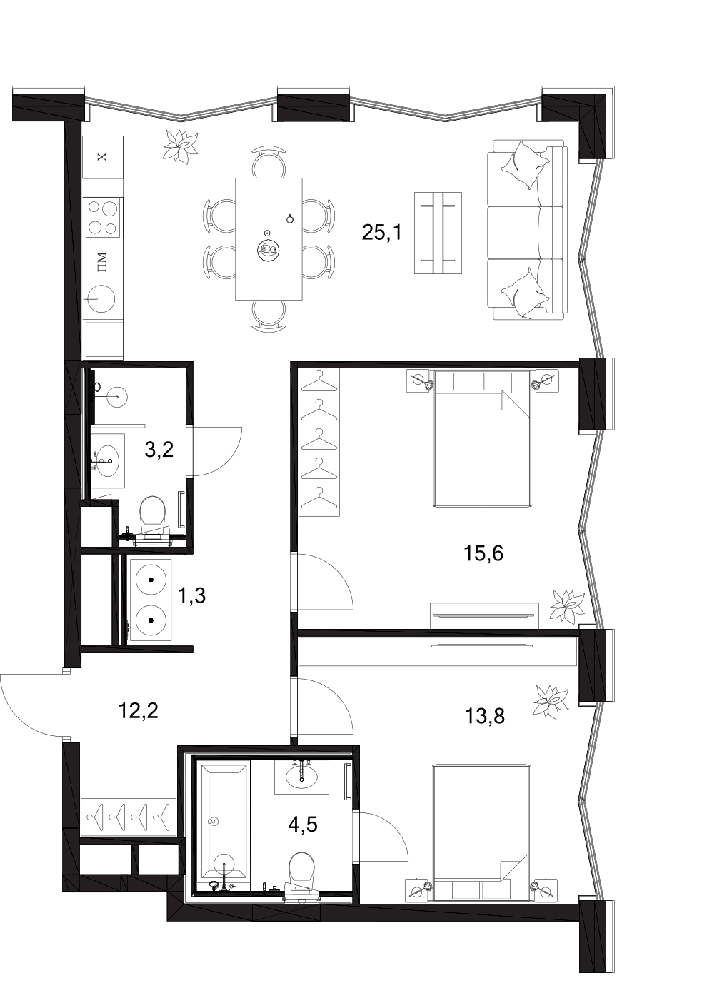 3-комн. A. Residence
