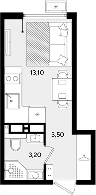 Студия квартира, 19.8 м² в ЖК Порто-Ново — фото 2