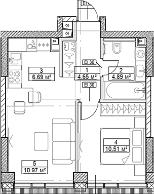 2-комн., 37.71 м², 19/48 этаж, ЖК «Сити Бэй»