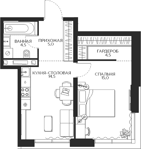 1-комн. Кутузов Сити