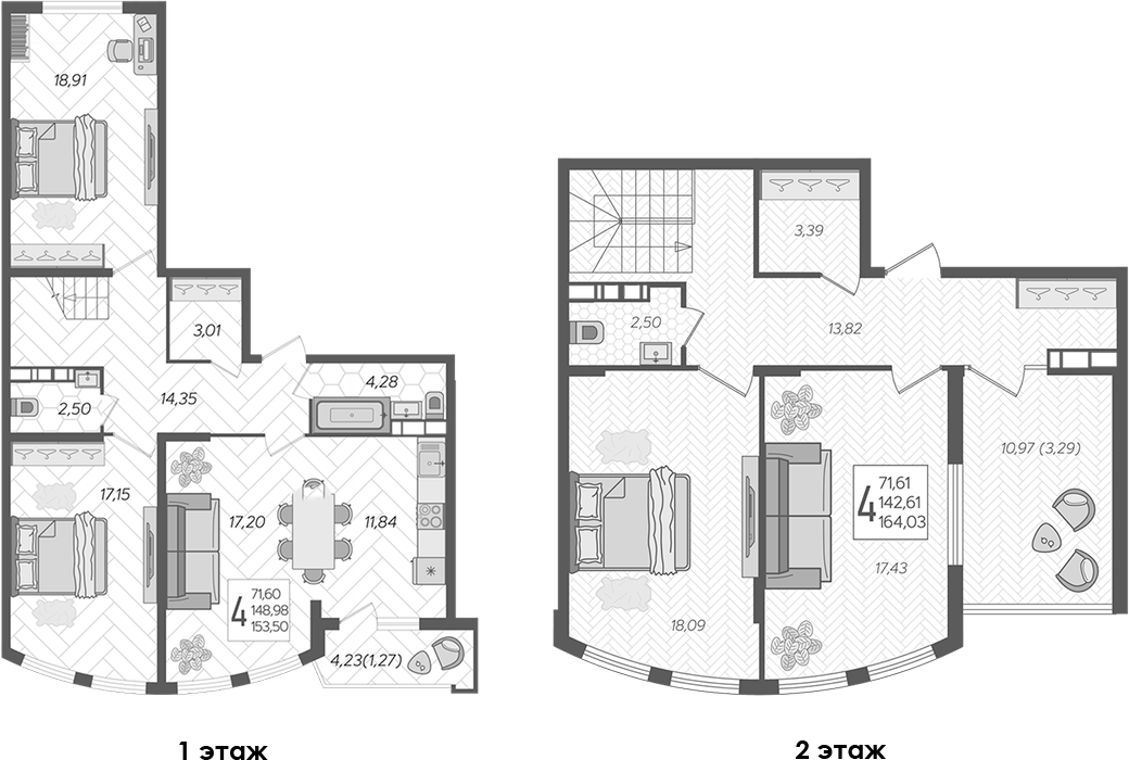 4-комн. квартира, 159.47 м² в ЖК Альфа. АСК — фото 2