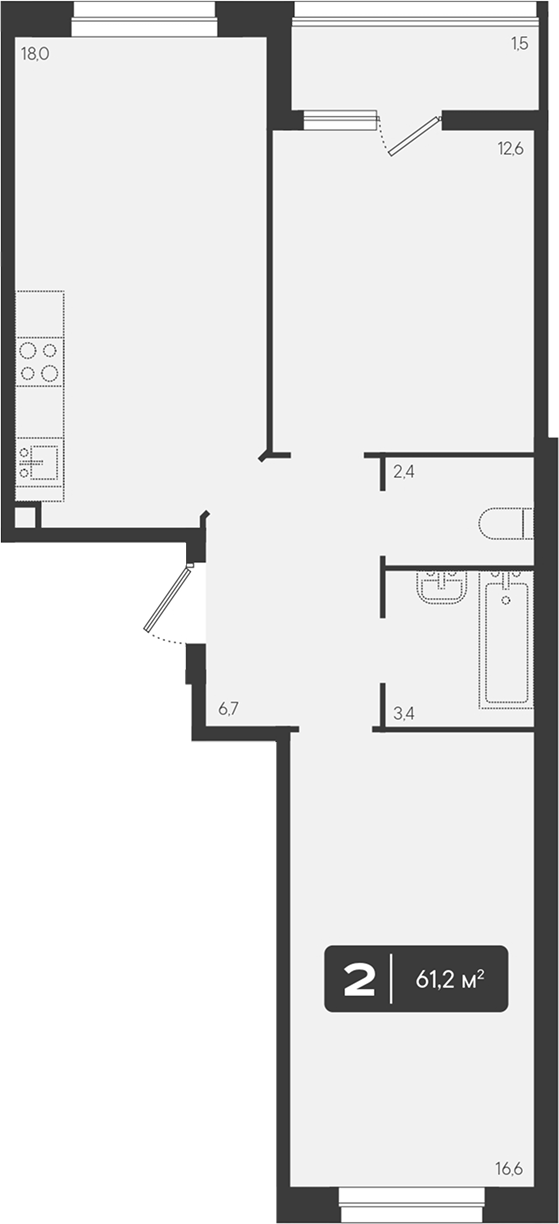 2-комн. квартира, 59.7 м² в ЖК Архитектор. ГК ЮгСтройИнвест — фото 2
