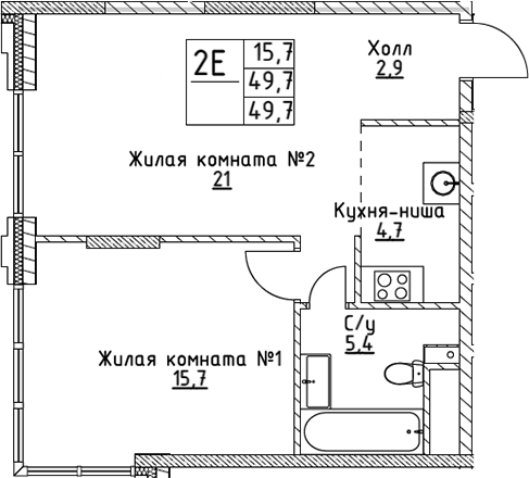 2-комн. ВЭРИ на Миклухо-Маклая