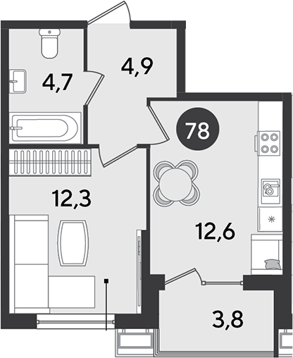 1-комн. квартира, 34.5 м² в ЖК Парк Победы — фото 2