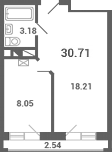 1-комн., 29.53 м², 4/4 этаж, ЖК «Южная Долина»