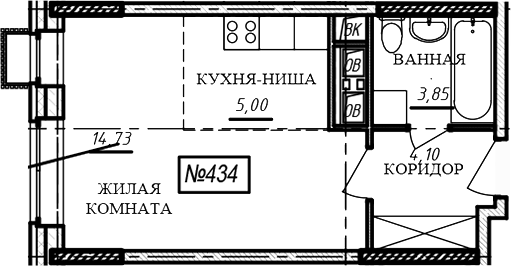 Студия, 27.7 м², 15/16 этаж, ЖК «Краснофлотский»