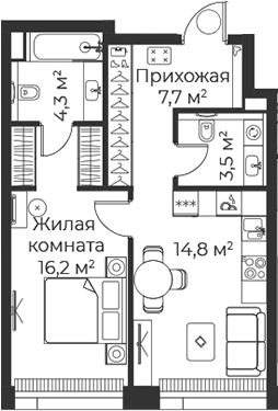1-комн. Веер
