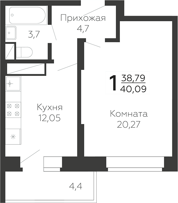 1-комн. Онегин. ГК Развитие