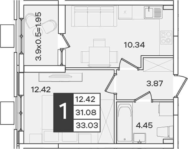 Продается 1-комн. квартира, 31.08 м²