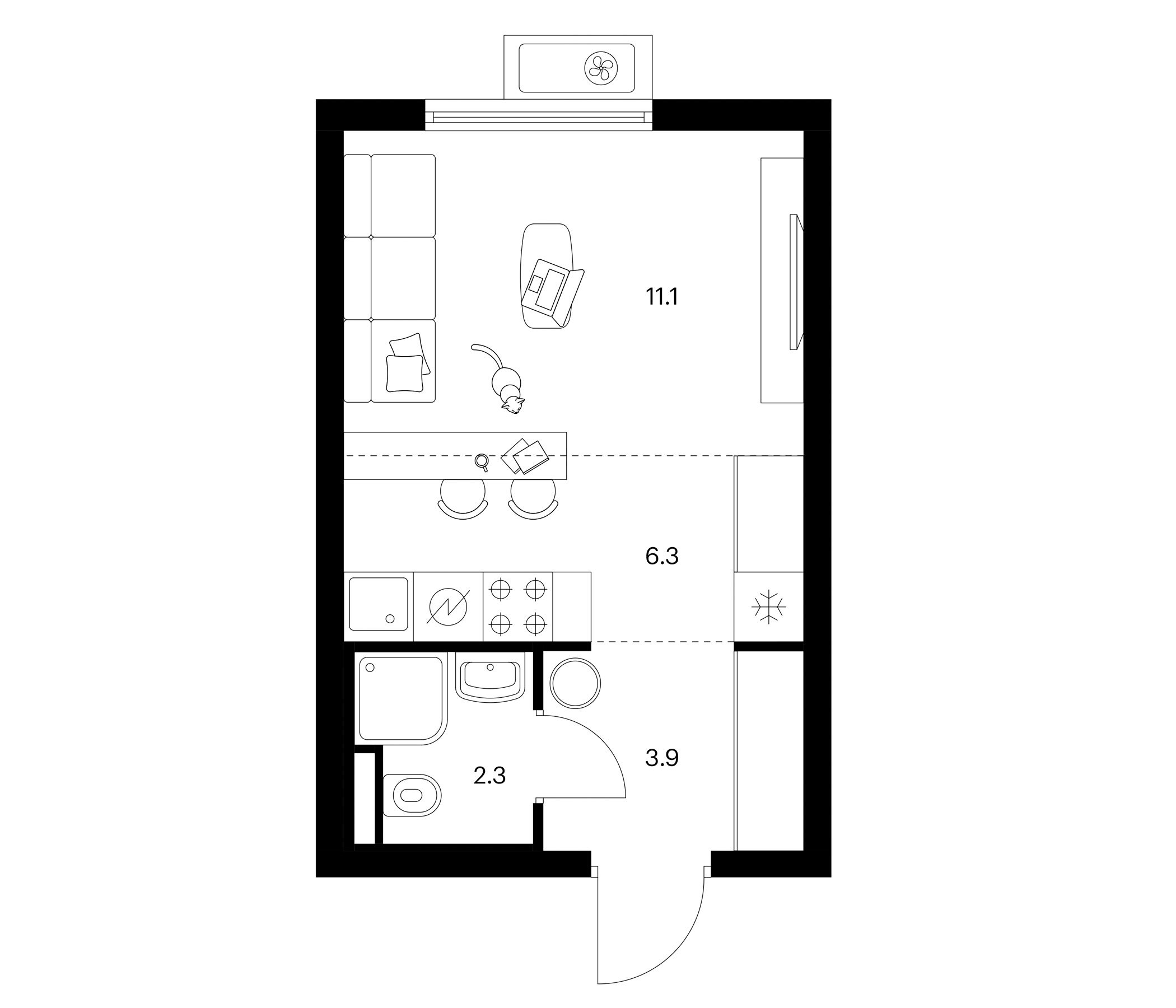 Студия, 23.6 м², 15/15 этаж, ЖК «Белая Дача парк»