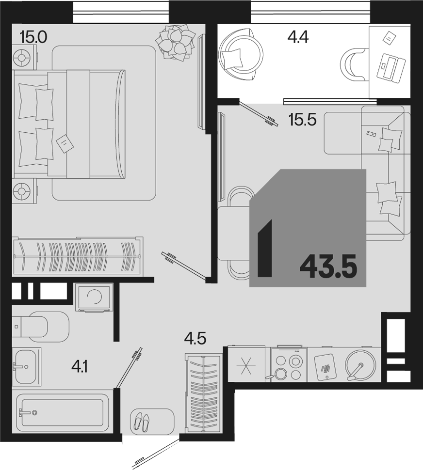 2-комн. квартира, 39.1 м² в ЖК Первое место — фото 2