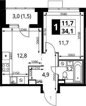 1-комн., 32.6 м², 15/17 этаж, ЖК «1-й Химкинский»