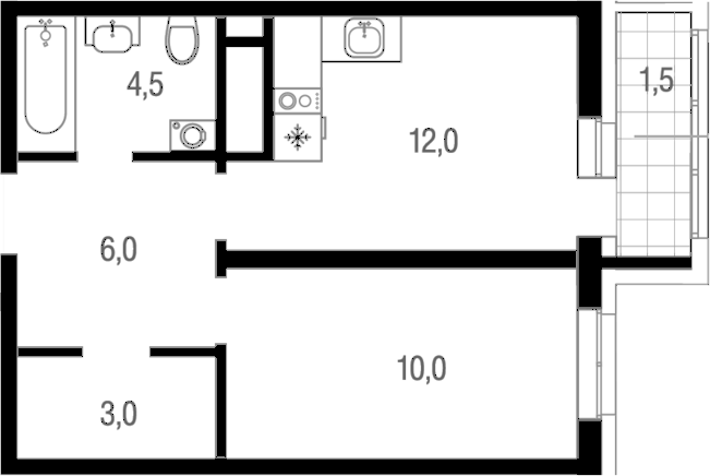 1-комн., 35.5 м², 6/25 этаж, ЖК «Котельники парк»