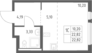 Студия, 22.82 м², 3/13 этаж, ЖК «Горки Парк»