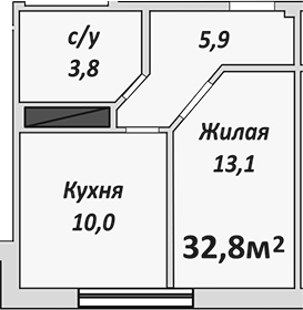 1-комн., 32.8 м², 4/9 этаж, ЖК «Европейский»