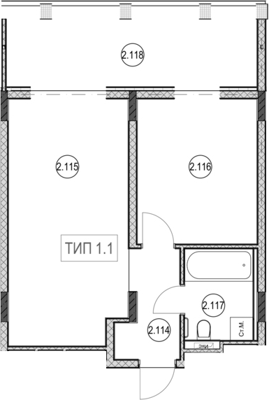2-комн. квартира, 40.7 м² в ЖК ГК Сан Гарден Хотел&СПА — фото 2