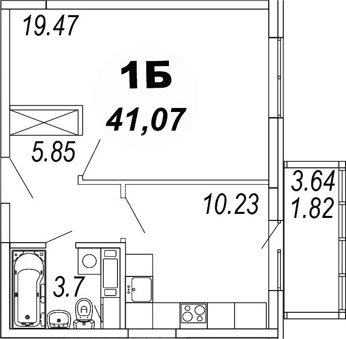 1-комн., 39.25 м², 3/4 этаж, ЖК «Шолохово»