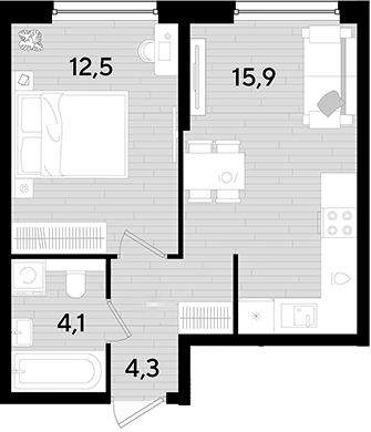 1-комн. квартира, 36.8 м² в ЖК DОГМА ПАРК — фото 2