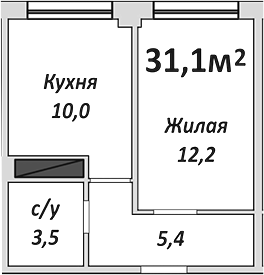 1-комн., 31.1 м², 3/9 этаж, ЖК «Европейский»