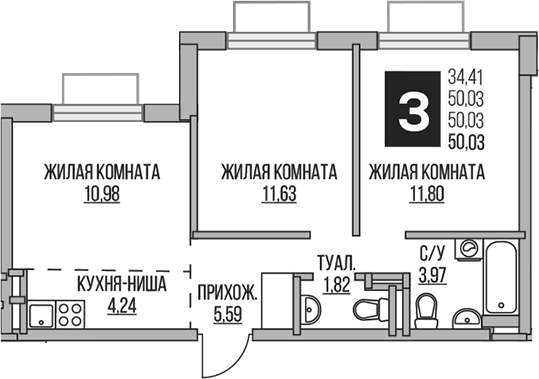 3-комн. Гранель Аникеевский