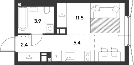 Студия, 23.2 м², 5/9 этаж, ЖК «Ридз»