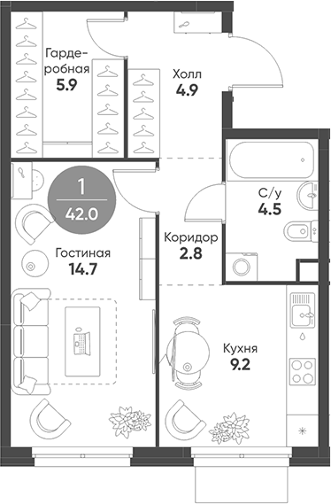 1-комн. Шагал