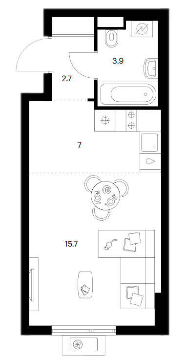 Студия, 29.3 м², 8/12 этаж, ЖК «Белая Дача парк»