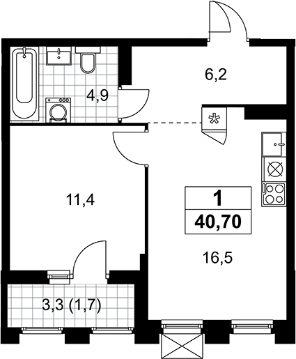 2-комн., 39 м², 20/22 этаж, ЖК «Деснаречье»