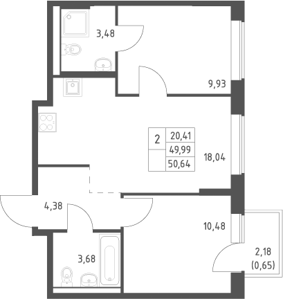 3-комн., 49.99 м², 11/12 этаж, ЖК «Большое Юрлово»