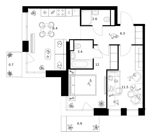 2-комн., 52.2 м², 5/10 этаж, ЖК «Строгино 360»