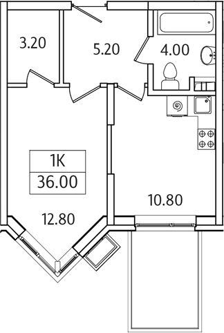 1-комн., 36 м², 2/21 этаж, ЖК «Видный Берег 2.0»
