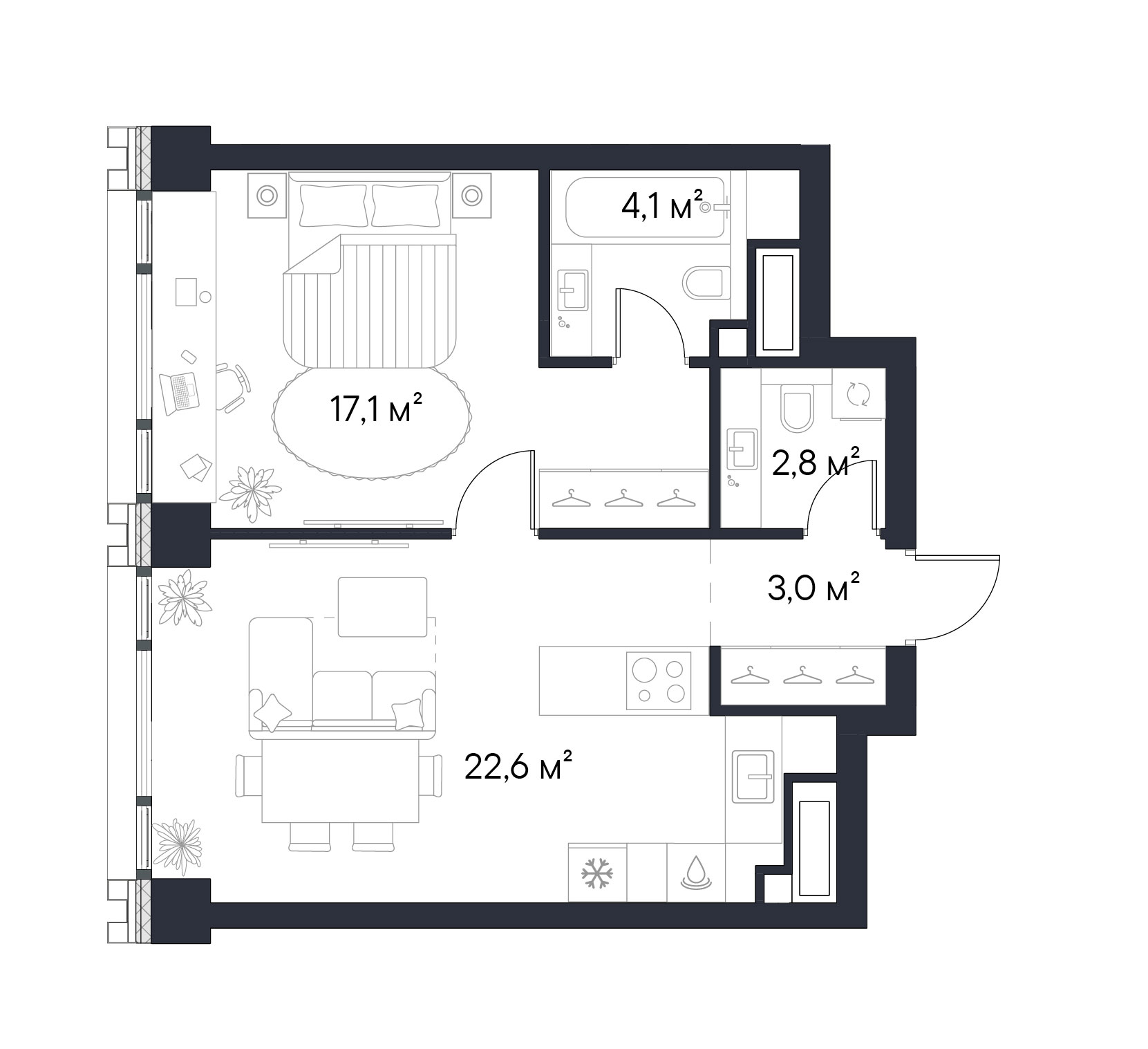 1-комн., 49.6 м², 21/49 этаж, ЖК «Первый Нагатинский»