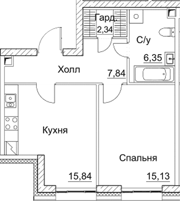 2-комн., 47.5 м², 3/28 этаж, ЖК «СЕЗАР СИТИ»