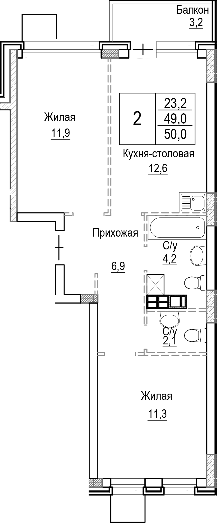 3-комн. Лесная Отрада