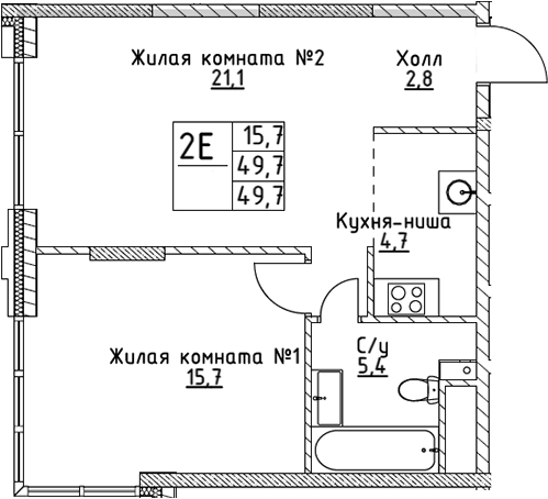 2-комн. ВЭРИ на Миклухо-Маклая
