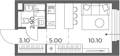 Студия, 21.1 м², 13/17 этаж, ЖК «Белый Град»