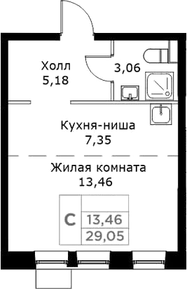 Студия, 29.05 м², 24/25 этаж, ЖК «КИТ»