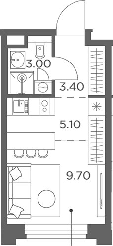 Студия, 21.2 м², 12/20 этаж, ЖК «Белый Град»