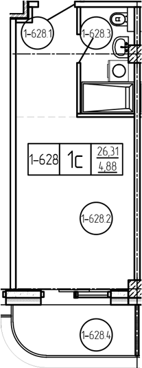 Студия квартира, 26.53 м² в ЖК Лучи — фото 2