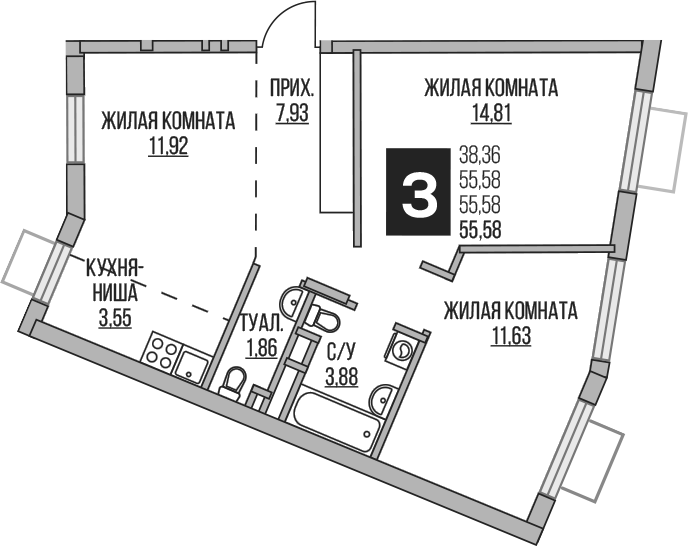 3-комн. Гранель Аникеевский