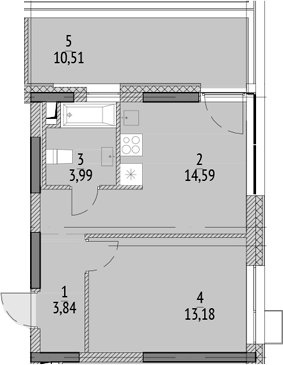 1-комн., 35.6 м², 12/21 этаж, ЖК «N'ICE LOFT»