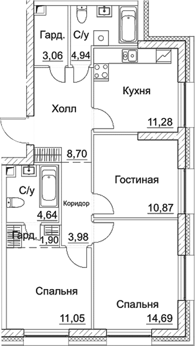 3-комн. СЕЗАР СИТИ