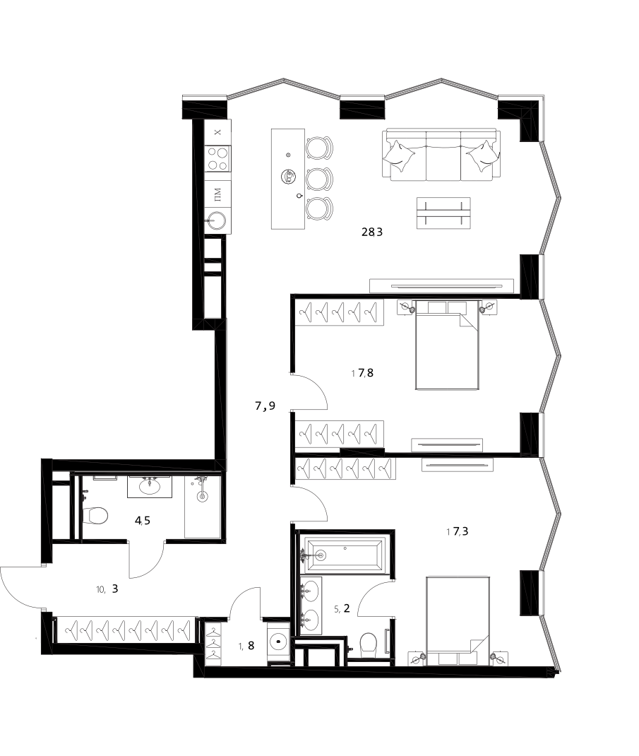 3-комн. A. Residence