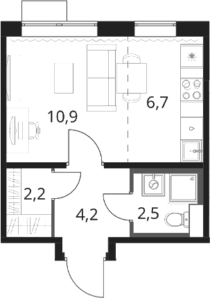 Студия, 26.5 м², 10/16 этаж, ЖК «1-й Шереметьевский»
