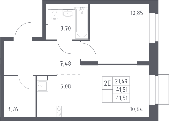 2-комн., 41.51 м², 13/24 этаж, ЖК «Квартал Строгино»